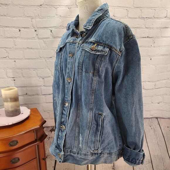 UNBRANDED Long Sleeve Distressed Jean Denim Jacket - Picture 11 of 12